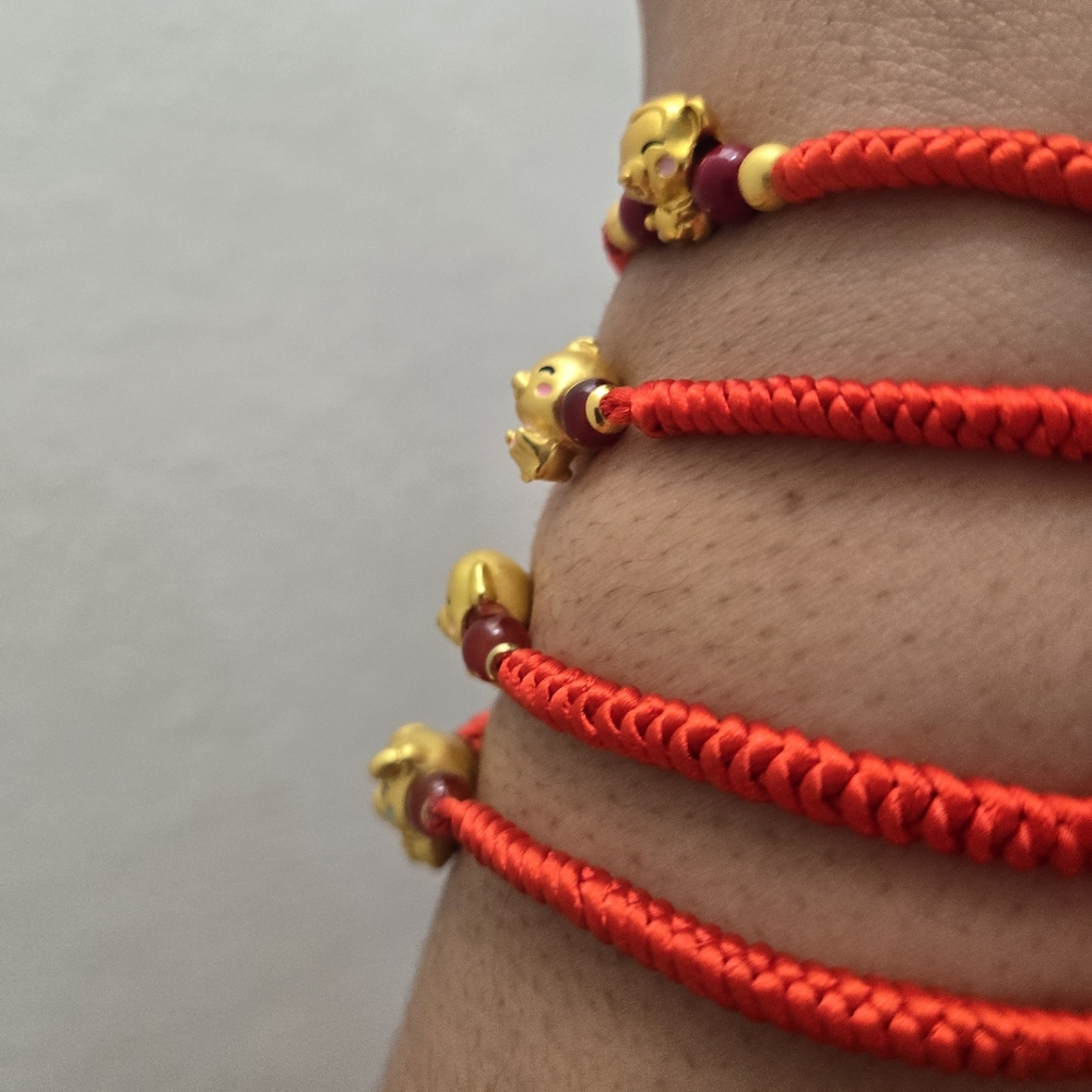 ππ Red and Gold Chinese Zodiac Lucky Charm Bracelet - Picture 7 of 15